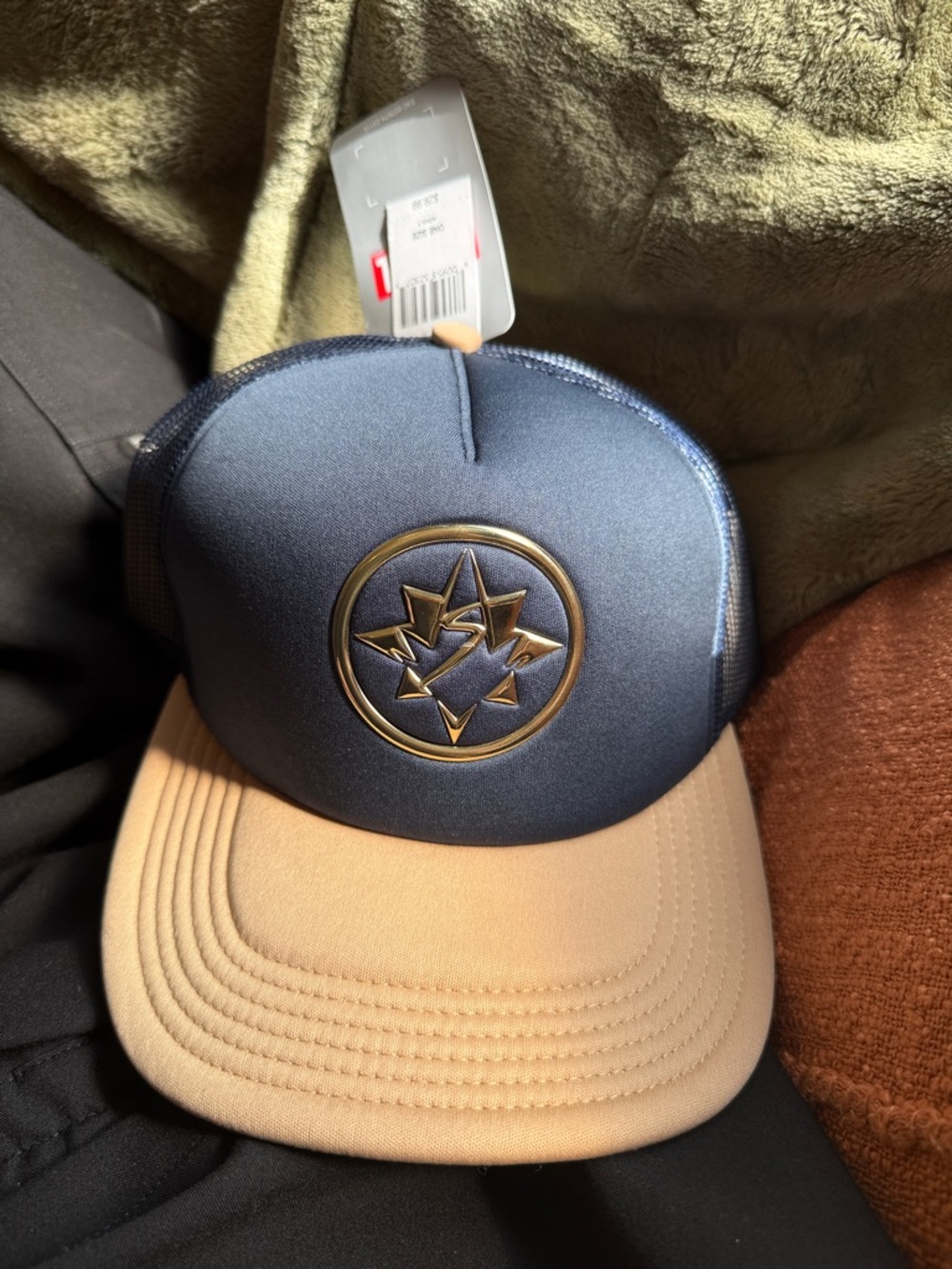MARVEL/Disney Navy and Tan Trucker Cap Star Logo